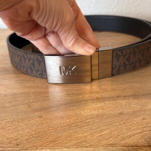 Michael Kors Brown or Black Reversible Belt with Silver Buckle